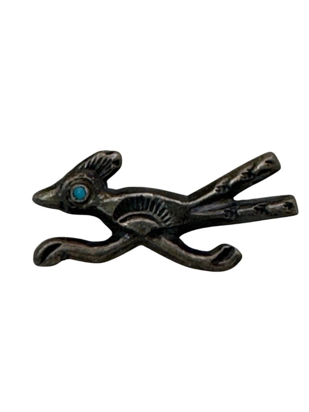 Sterling Silver Turquoise Roadrunner Pin Brooch Southwestern 3.31g Vintage 925 - Picture 3 of 8